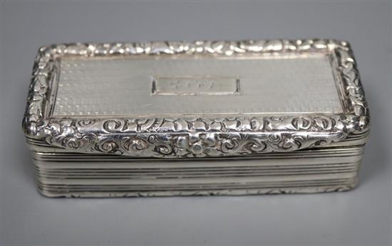 A William IV silver rectangular snuff box, Edward Smith, Birmingham, 1831, 78mm, 101.1 grams.